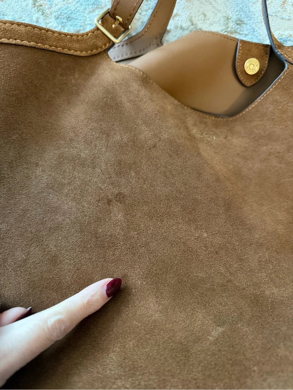 Coach Gramercy Warm Brown Suede Tote Bag - Picture 4 of 14